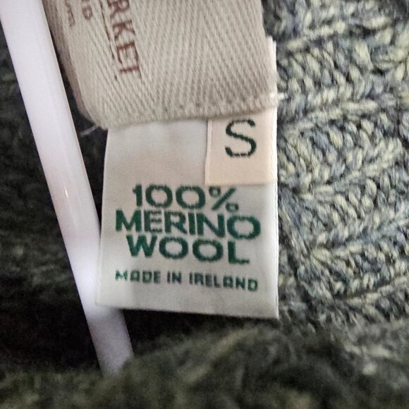 Aran Sweater Market Green Wool Cardigan Preppy Cabin Winter Irish S - Picture 10 of 12